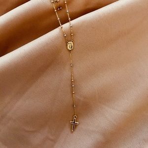 Real 18K Gold Rosary Necklace